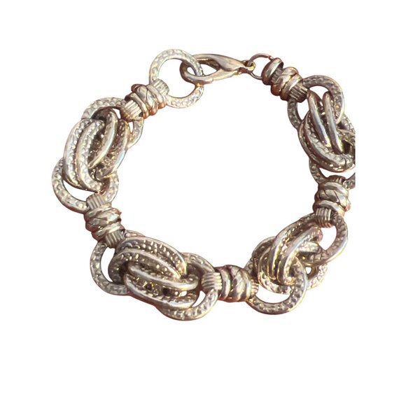 Vintage Gold Tone Textured Chain Bracelet Multi Links Lobster Clasp Estate 6" - Picture 1 of 4
